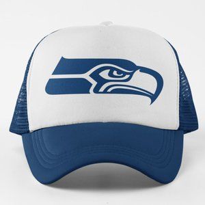 NEW Seattle Seahawks Logo Foam Trucker Mesh Snapback Hat 2-TONE: NAVY WHITE